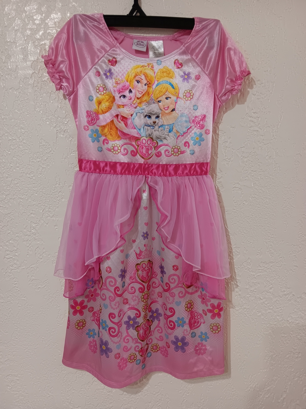 Disney Pink Princess & Pets Chiffon Skirt Costume Nightgown Dress Size 7/8